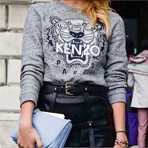 KENZO PARIS JUNGLE Tiger Logo Luxury Sweatshirt Gray